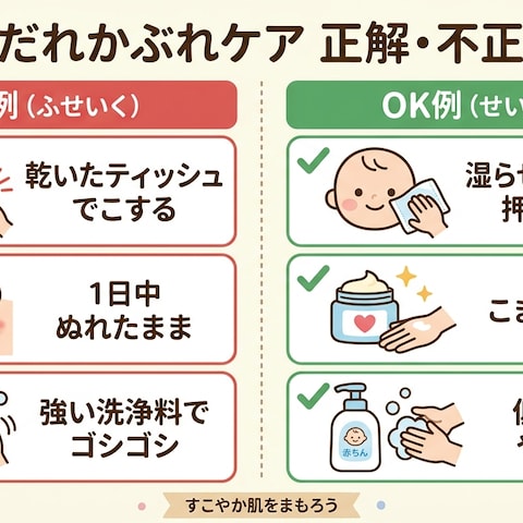 よだれかぶれ対策｜NG/OK比較表つき図解記事
