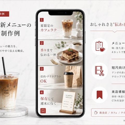 カフェ新メニューのリール制作