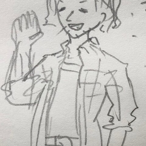 美容師の友達の似顔絵