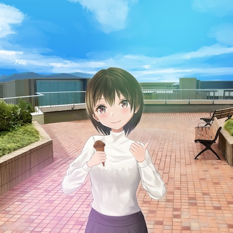 あそこ座って食べない？