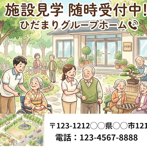 施設の雰囲気が見た目で伝わる案内用イラスト