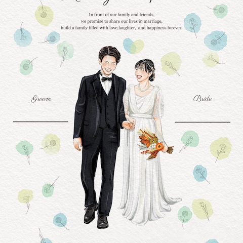 似顔絵付きゲスト参加型結婚証明書