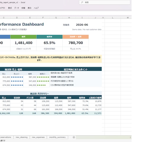 Excel月次収支レポート自動集計サンプル
