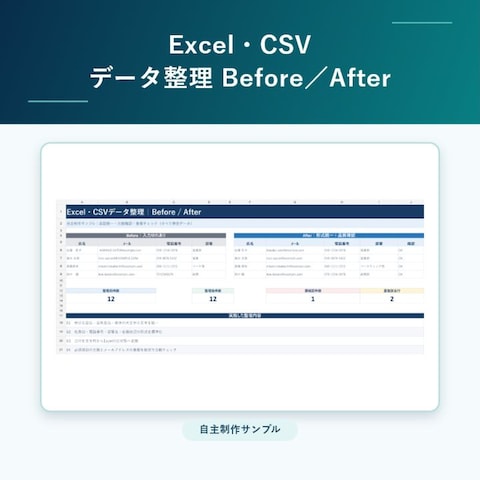 Excel・CSVデータ整理 Before／After
