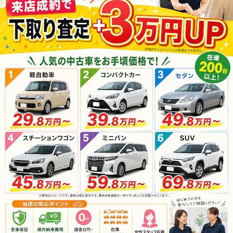 中古車販売店カーセレクト陽様のチラシ