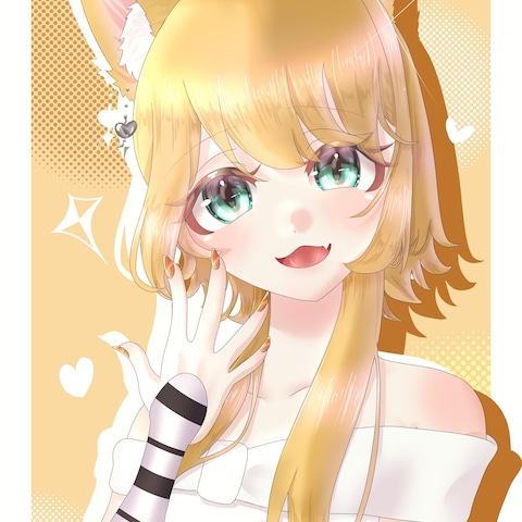 狐ちゃんの等身大イラスト