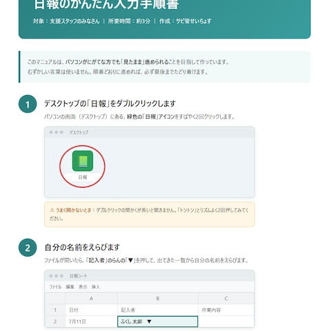 PCが苦手な人向け・スクショ付き業務マニュアル(サンプル)