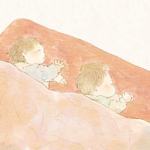 【癒し系イラスト】ふたごちゃんたちのお昼寝