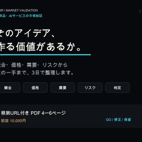 AIサービス案の市場検証レポート｜納品サンプル