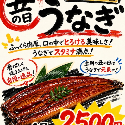 うなぎ販売用 手書きPOP
