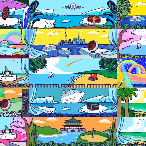 ジェネラティブ対応！ポップなタッチの風景イラスト