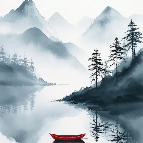 AIによって生成された 中国画風のスマホ壁紙
