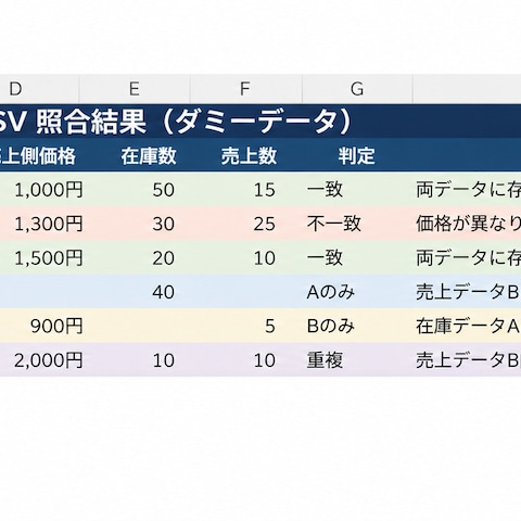 Excel・CSVデータ照合・比較の制作例