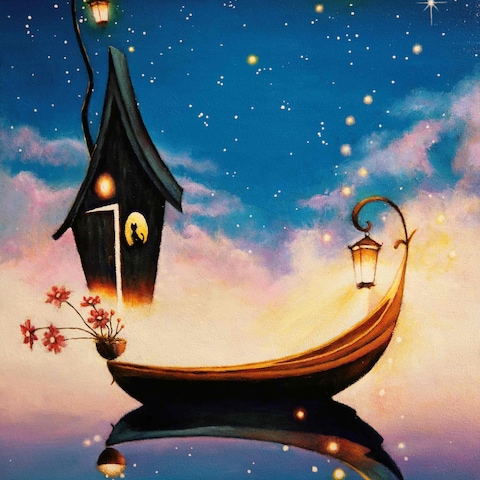 油彩画『魔法の舟』