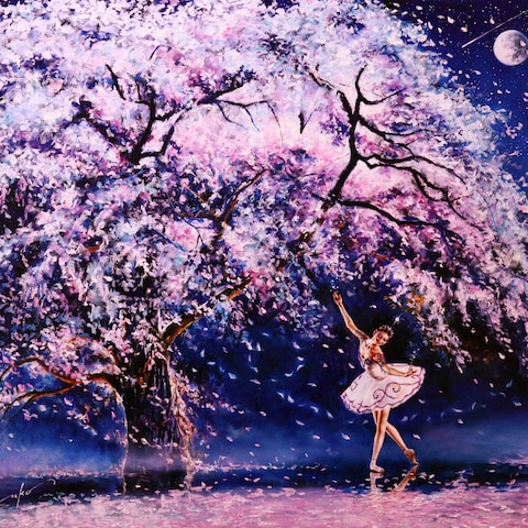 油彩画『桜の舞』