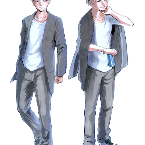 ビジネス展示会の販促用にカラーの立ち絵を制作しました