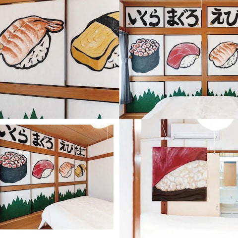 外国人向けアートホテルの壁画・インテリアデザイン