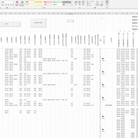 勤務時間集計作業（プログラム集計結果）