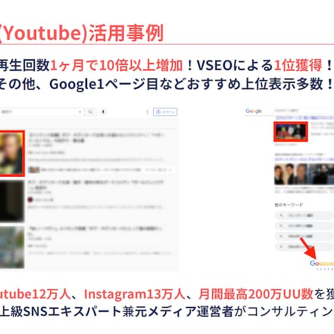Youtube運用でVSEO対策1位多数、再生数10倍増加！