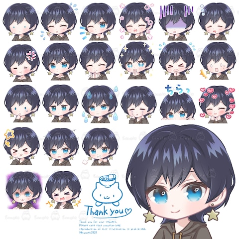 Twitchサイズのスタンプ 星のピアスの女の子