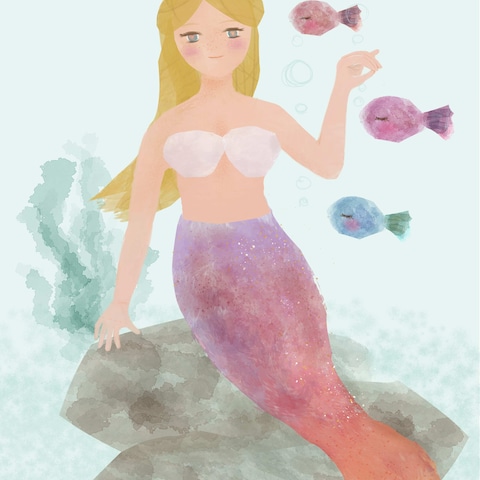 絵本風・人魚姫のイラストを描きました