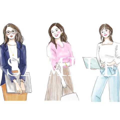 私らしく働く女性イラスト＜ホームページ・バナー＞