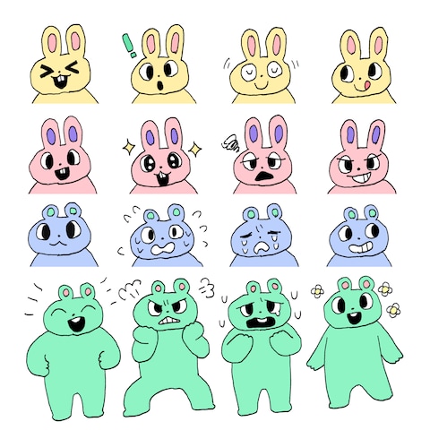 ゆるかわイラスト 表情差分