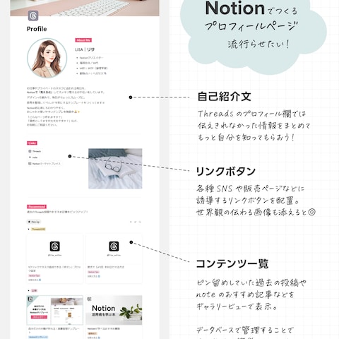 Notionで作るSNS用プロフィールページ