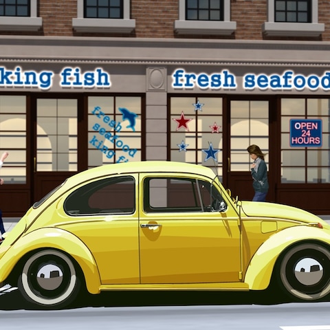 自動車イラスト、フォルクスワーゲン、ビートル