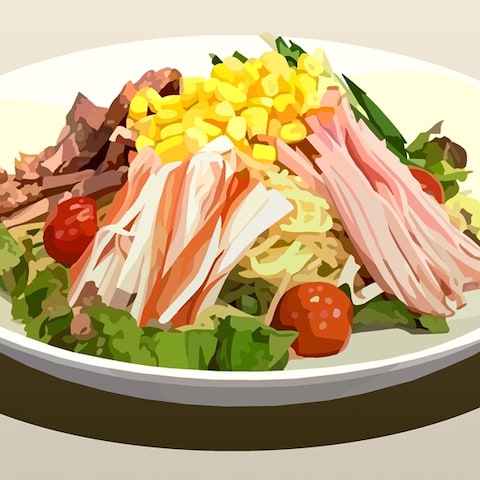 料理イラスト、冷やし中華