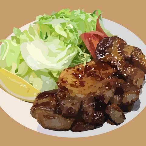 料理イラスト、ポークソテー