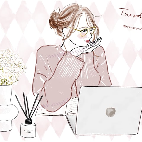 カスミソウのあるデスク