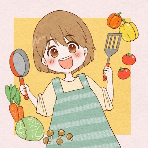 料理する女性（水彩風）