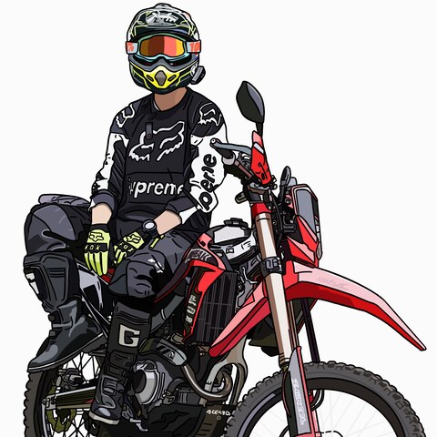 バイクと人物イラスト