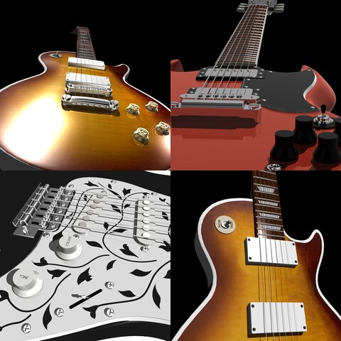 ギター類の3DCG制作例
