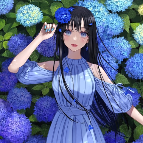 紫陽花とワンピース