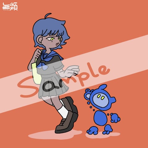 【オリジナル】人物＋架空の生物イラスト