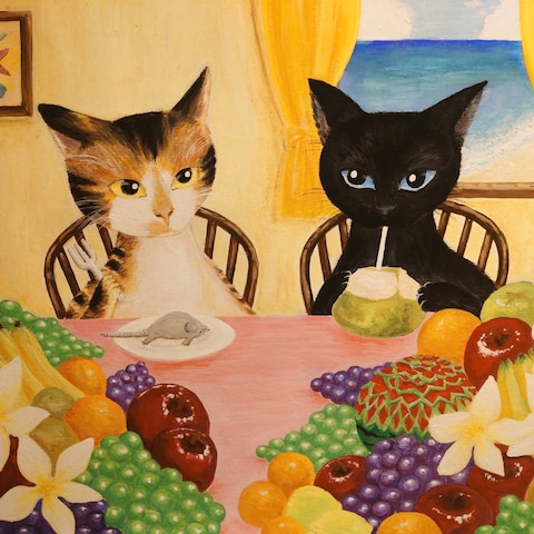 猫とフルーツ