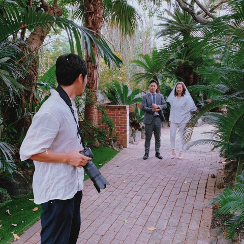 結婚式の前撮り風景を撮影