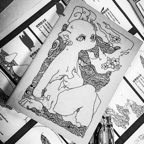 手描き、無印ノートに