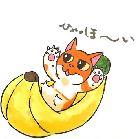 バナナクッションと猫2