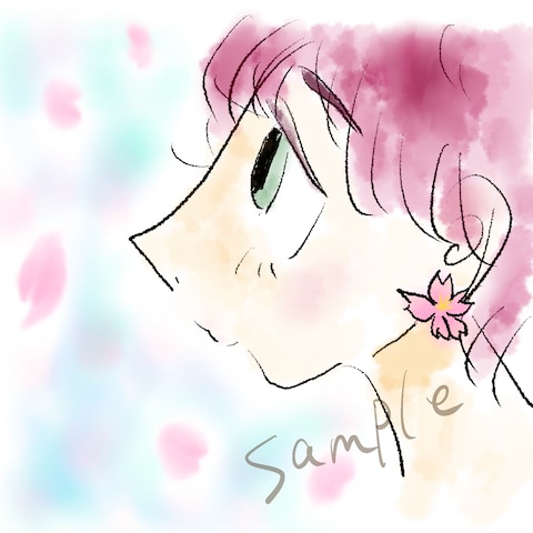 桜と女性