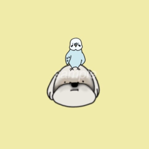 わんちゃんとセキセイインコのイラストを描かせて頂きました。