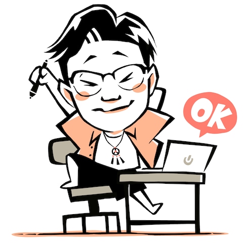 切り絵タッチのちっちゃかわいいポップな似顔絵