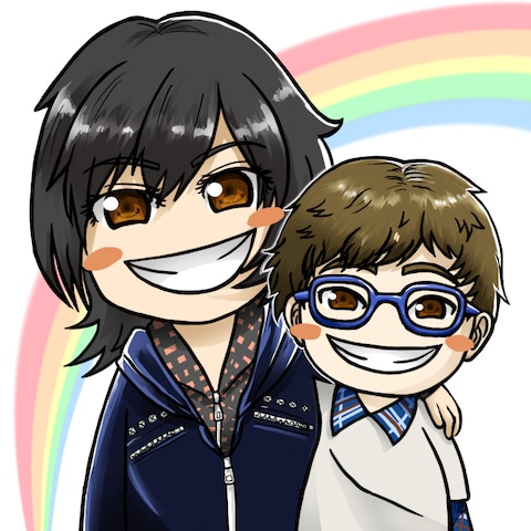 親子のちびキャラアイコンイラスト