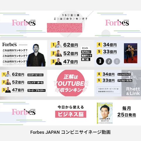 Forbes JAPAN デジタルサイネージの編集
