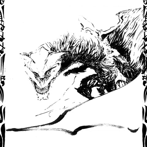 ドラゴンをイメージした筆絵イラスト