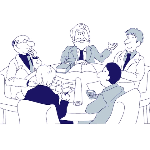 【WEBサイト用イラスト】円卓を囲む専門家