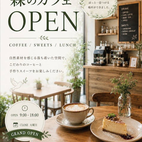 森のぬくもり感じるカフェOPEN