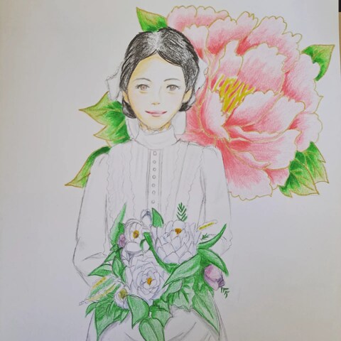 朝.ドラのヒロインの似顔絵
